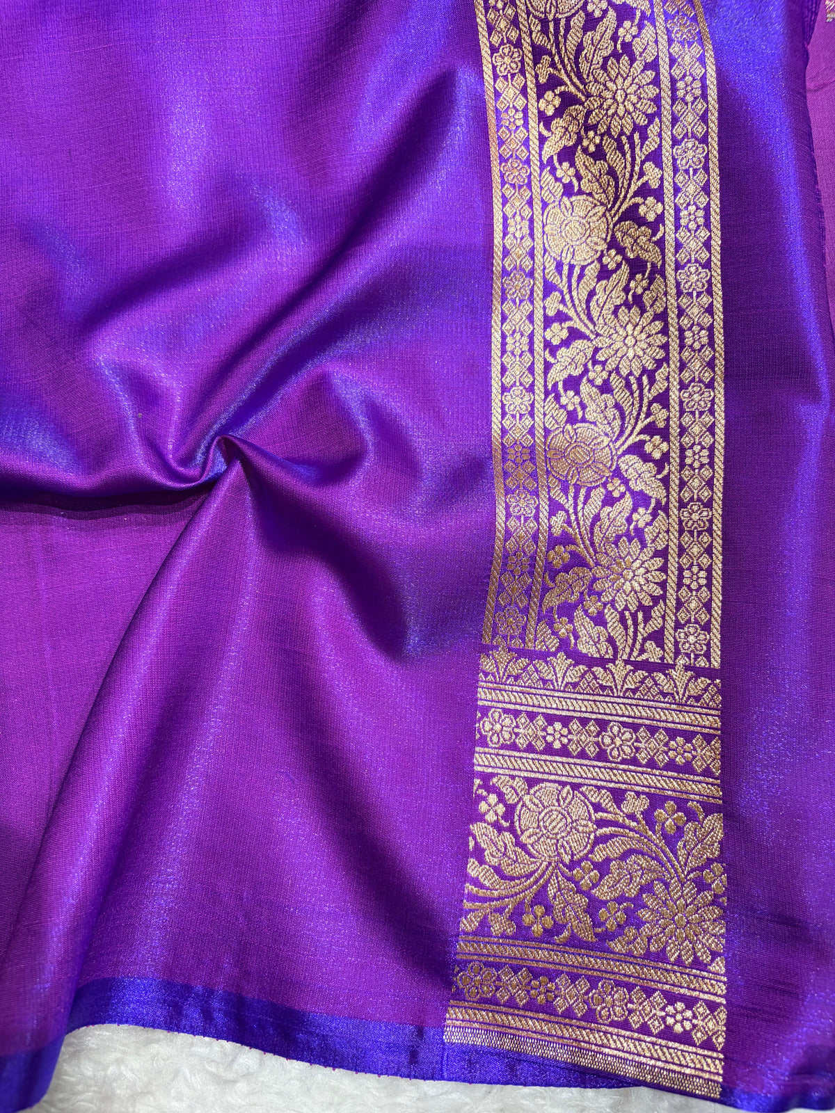 Banarasi Light Weight Satin Silk Royal Purple Shades SS70