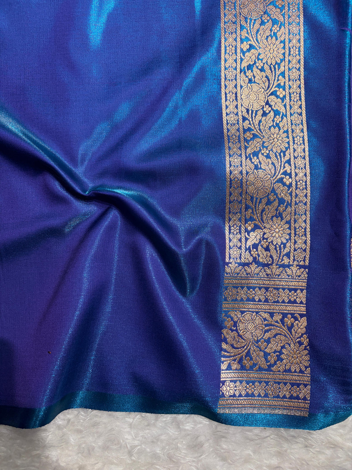 Banarasi Light Weight Satin Silk Royal Blue Shades SS70