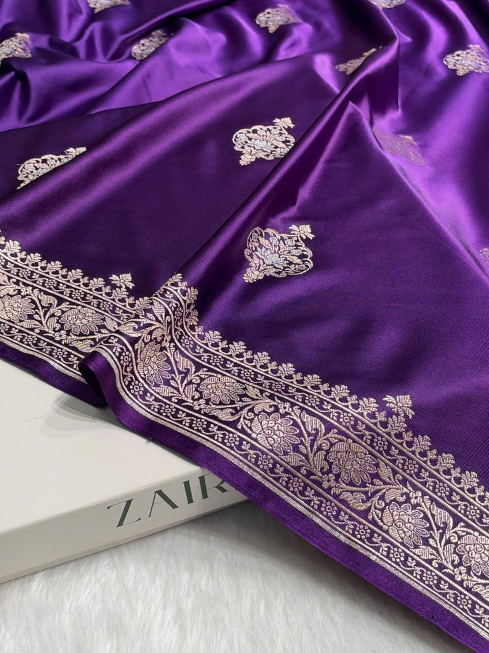 Banarasi Cross pattern in Purple Shades Mashru silk saree MCS118