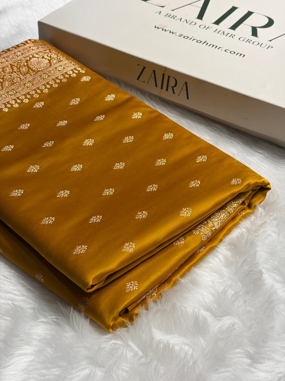 Banarasi Boota Katan Silk Saree In Mustard Shades SK03