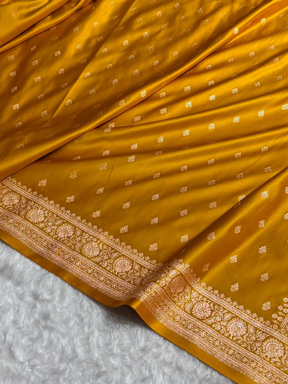 Banarasi Boota Katan Silk Saree In Mustard Shades SK03