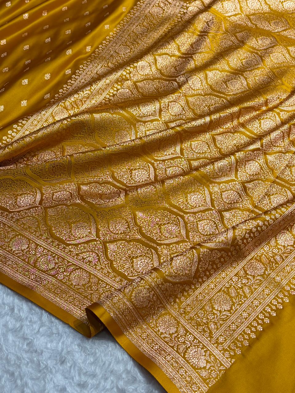Banarasi Boota Katan Silk Saree In Mustard Shades SK03