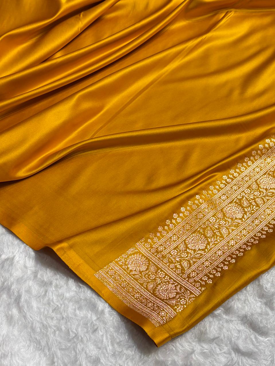 Banarasi Boota Katan Silk Saree In Mustard Shades SK03