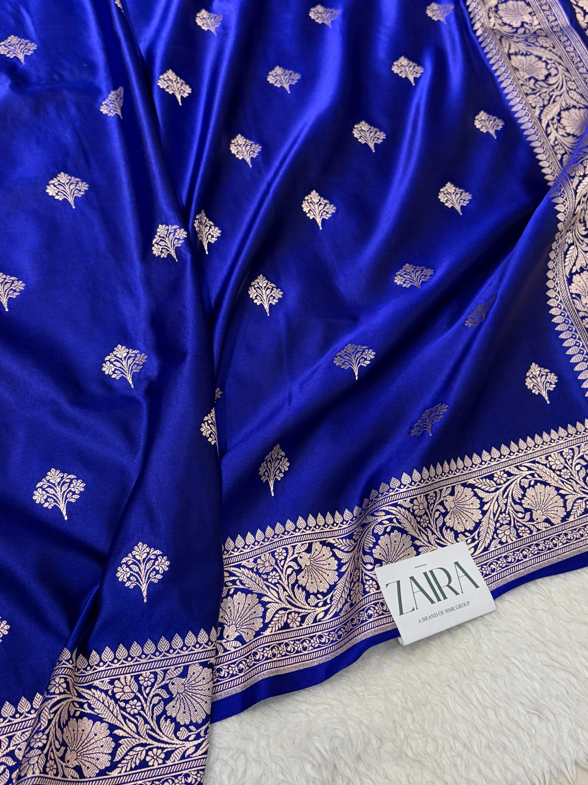 Royal Blue Shades Banarasi Boota Pattern Floral Mashru Silk Saree MSM-150