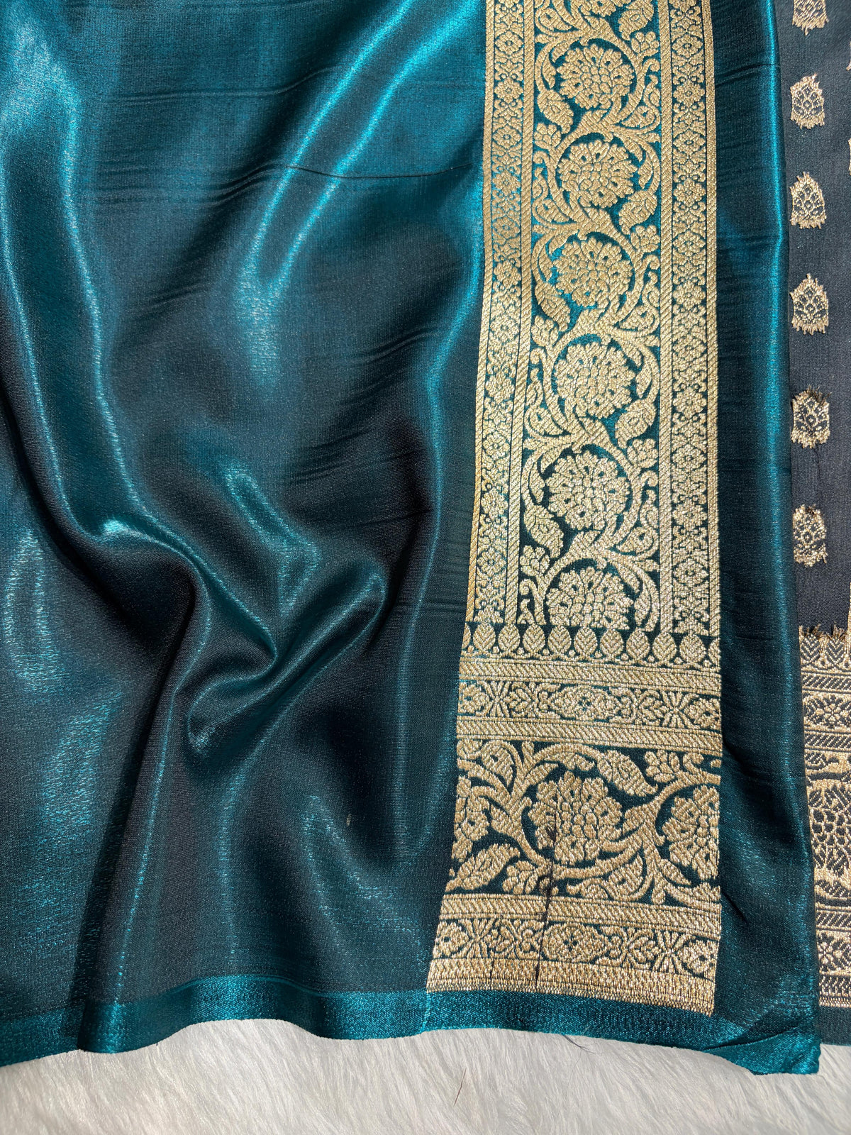 Satin Silk Booti in German Blue Shades SS01