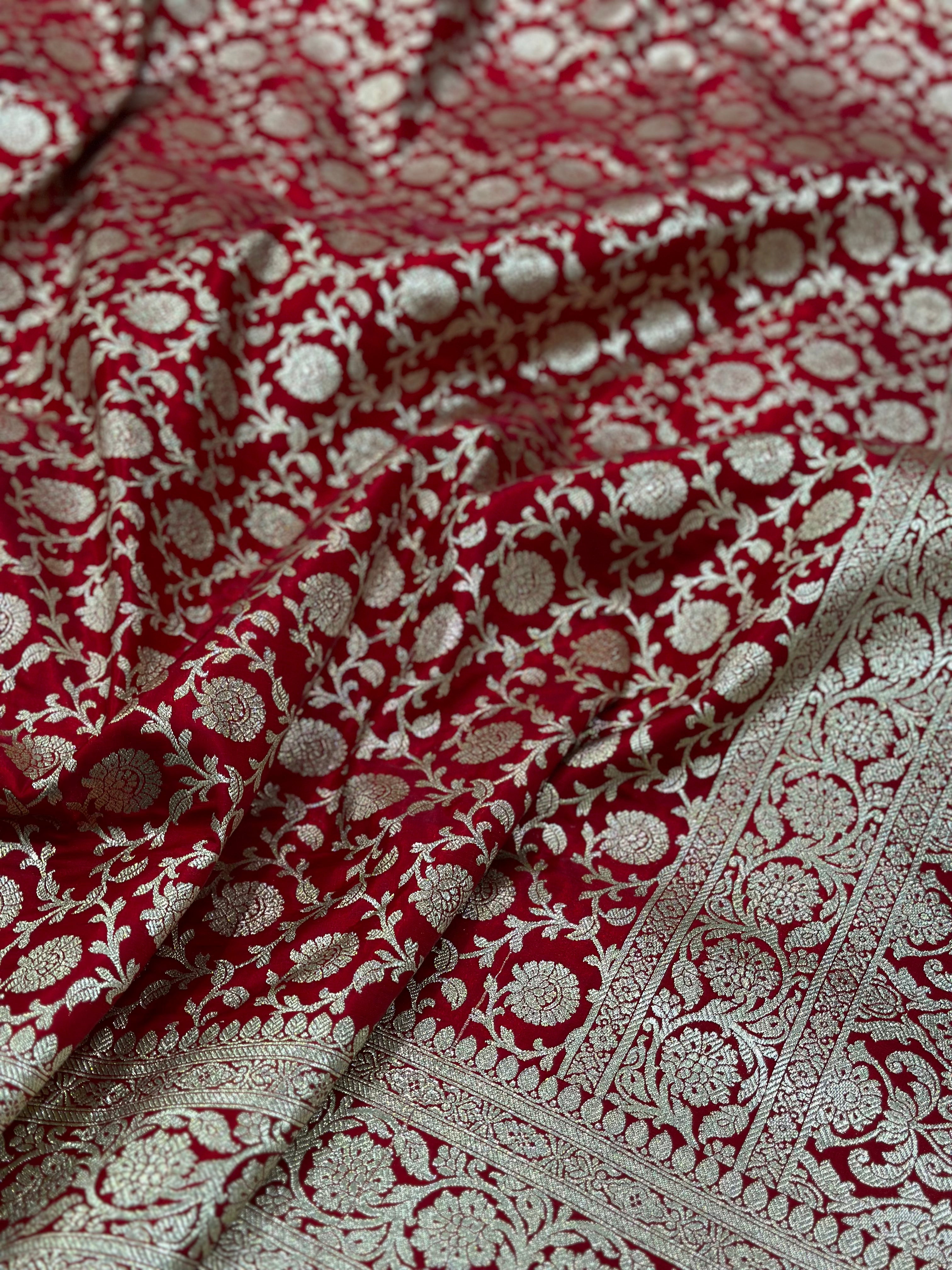 Satin Silk Jaal in Red Shades SS21