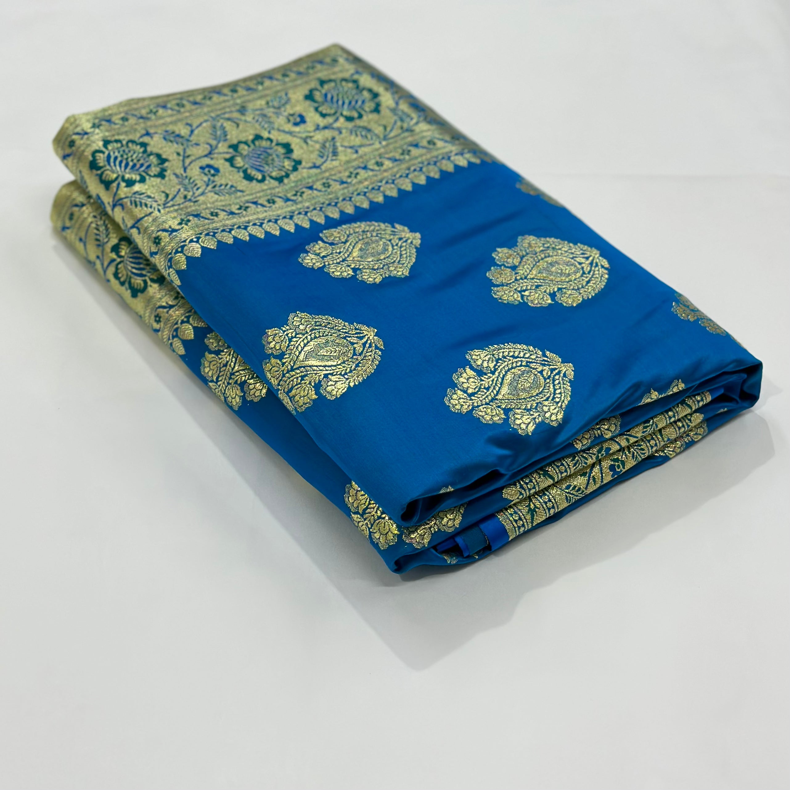 Katan Boota Saree In Firozy Blue Shades