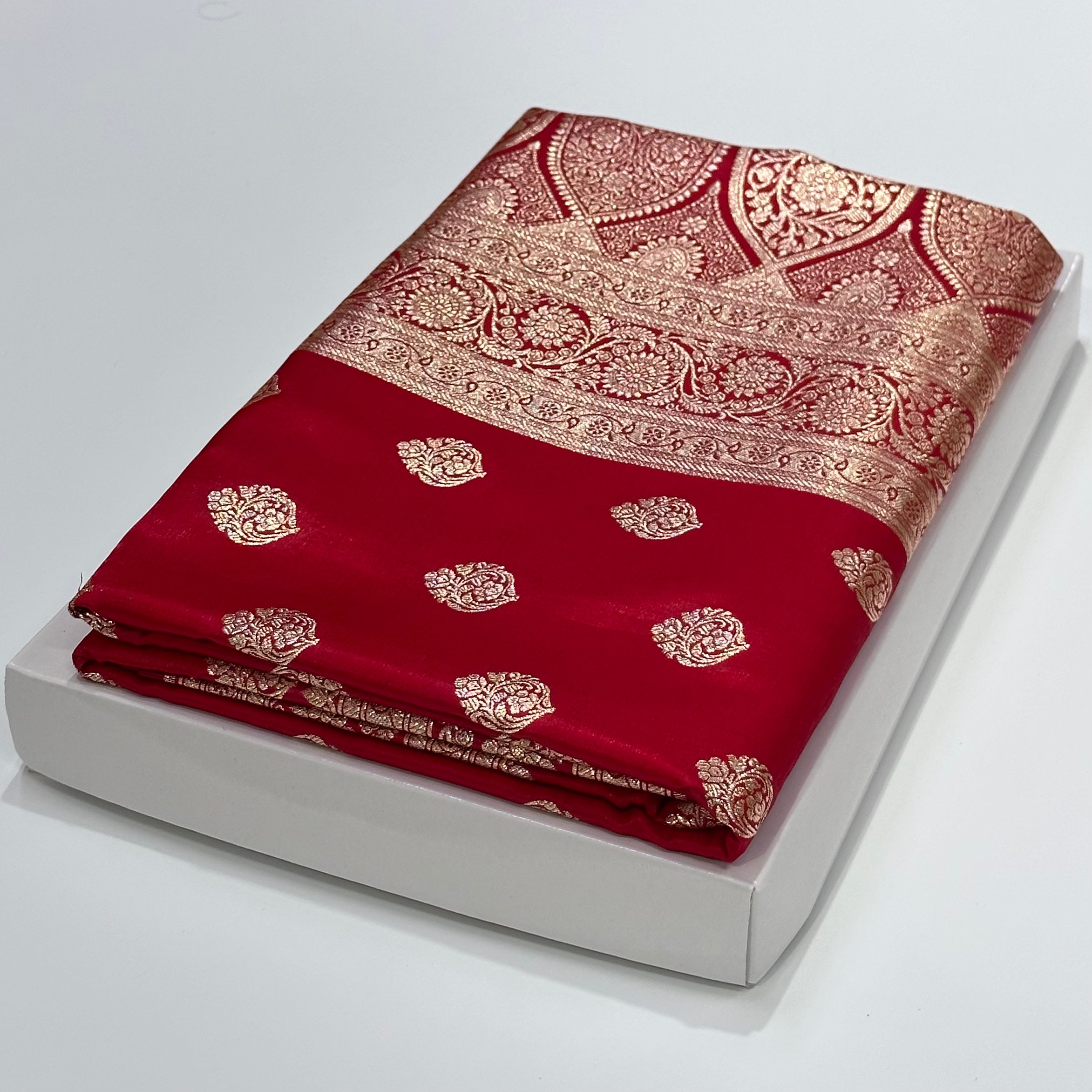 Ultra Light Weight Satin Silk Boota in Red Shades SS03