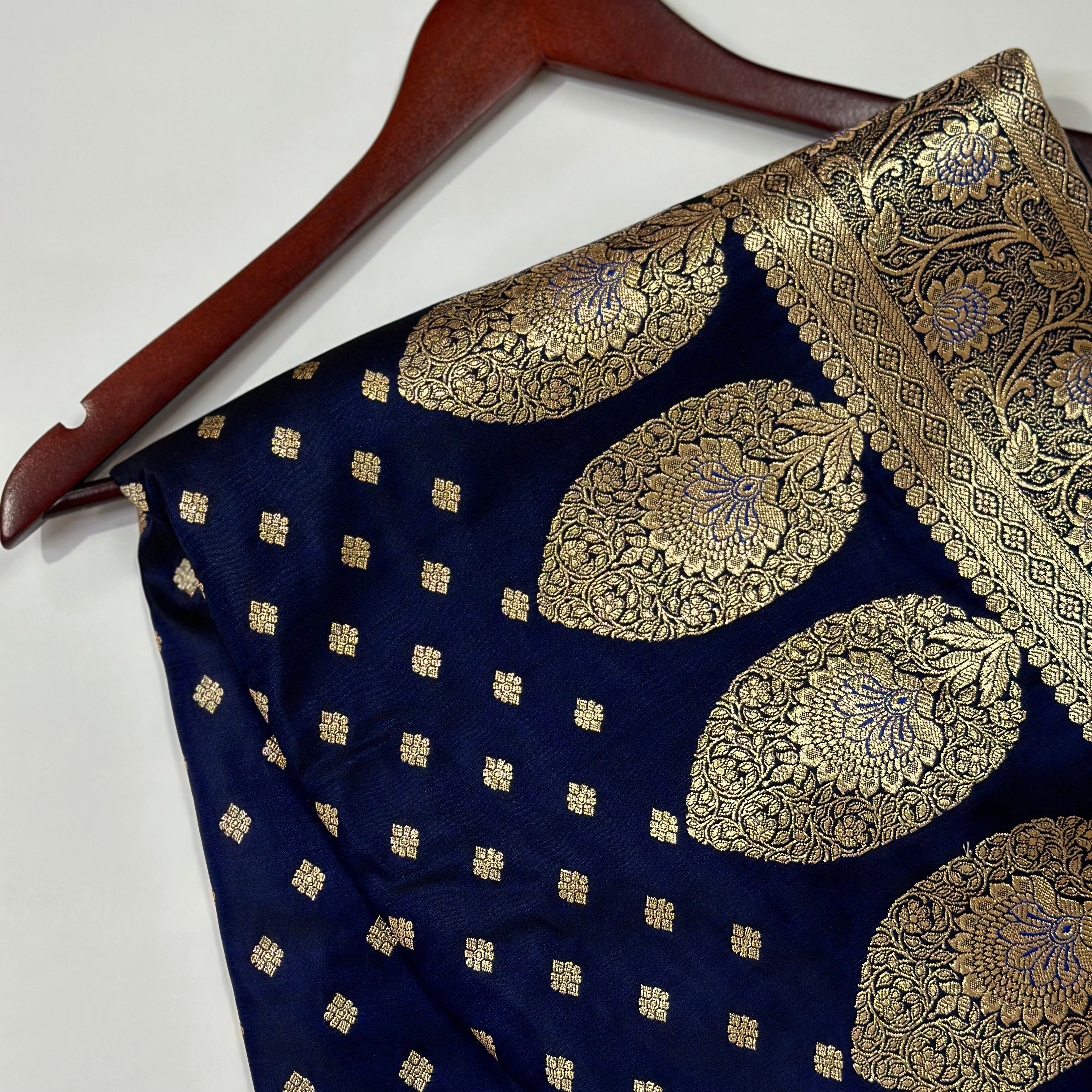 Blended Katan Silk Saree In Dark Navy Shades SK04