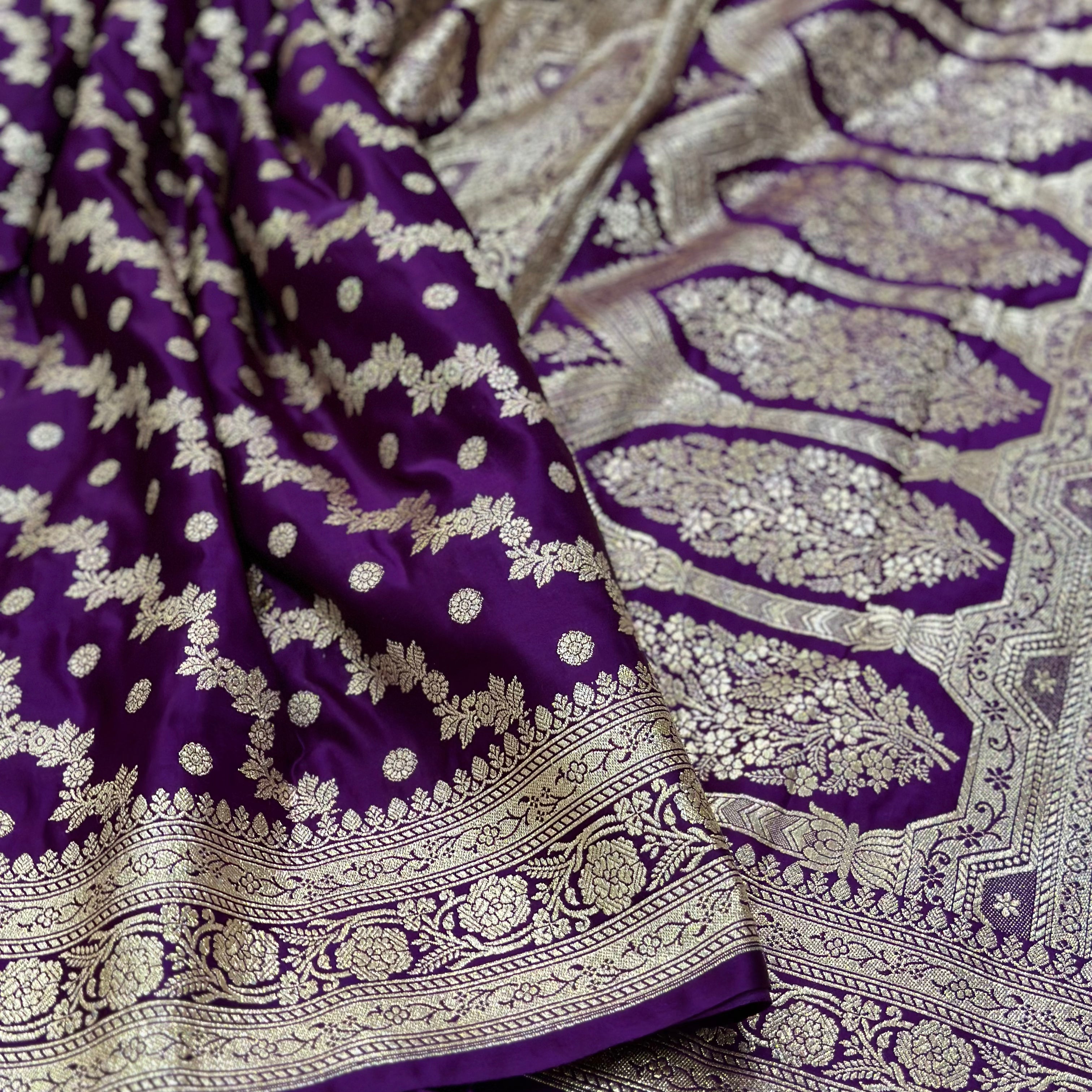 Katan Silk Saree In Magenta Shades