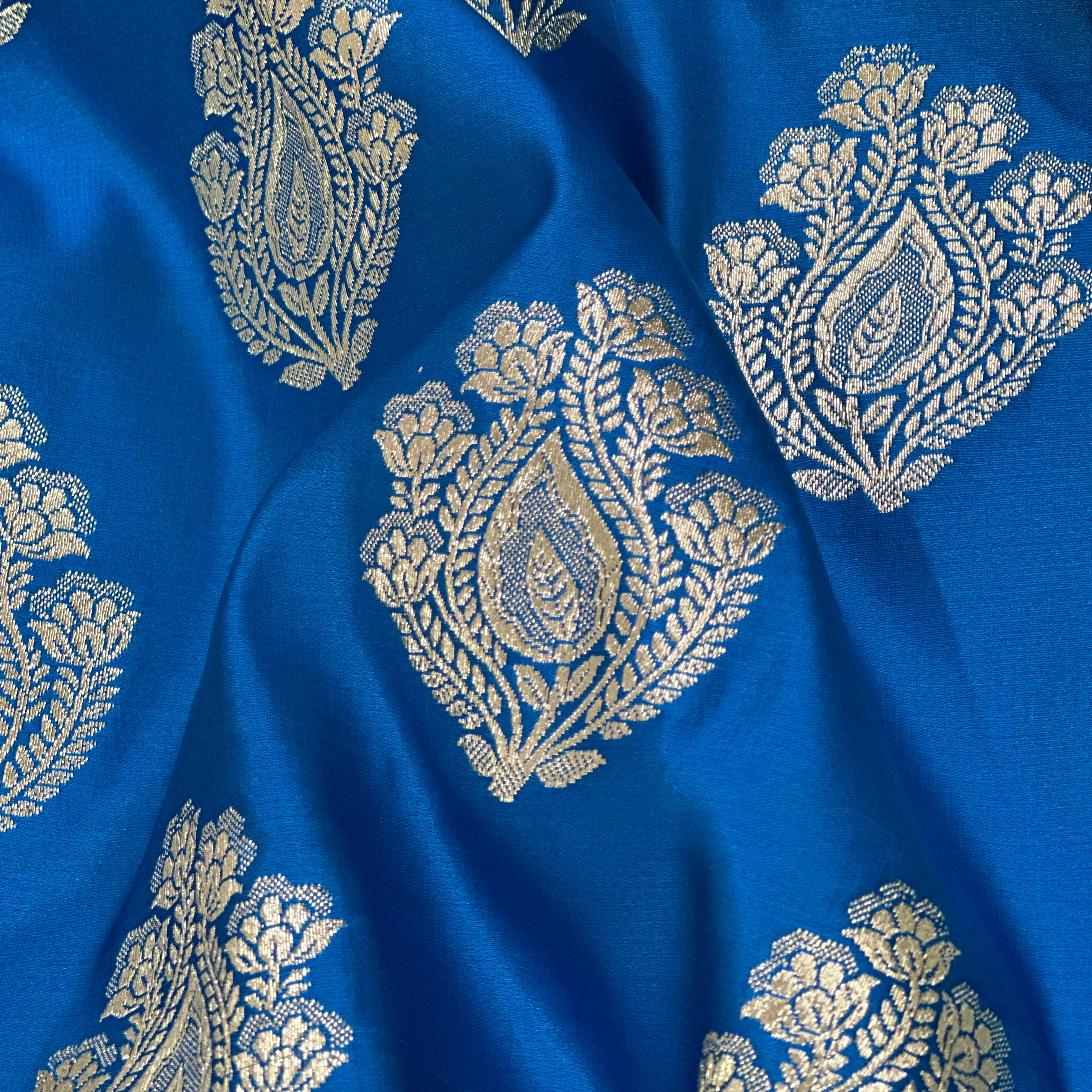 Katan Boota Saree In Firozy Blue Shades