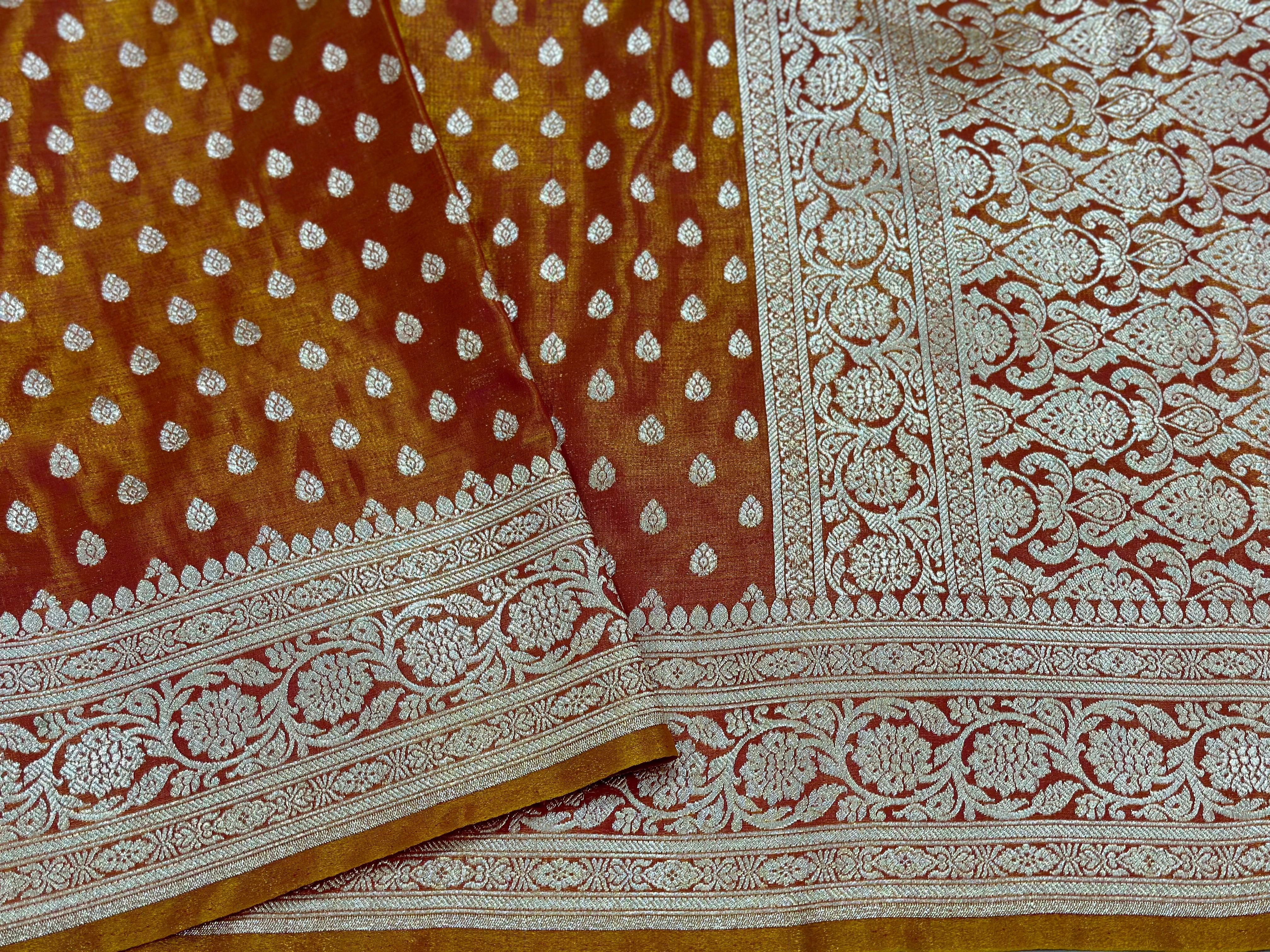 Satin Silk Booti in Fire Gold Shades SS01