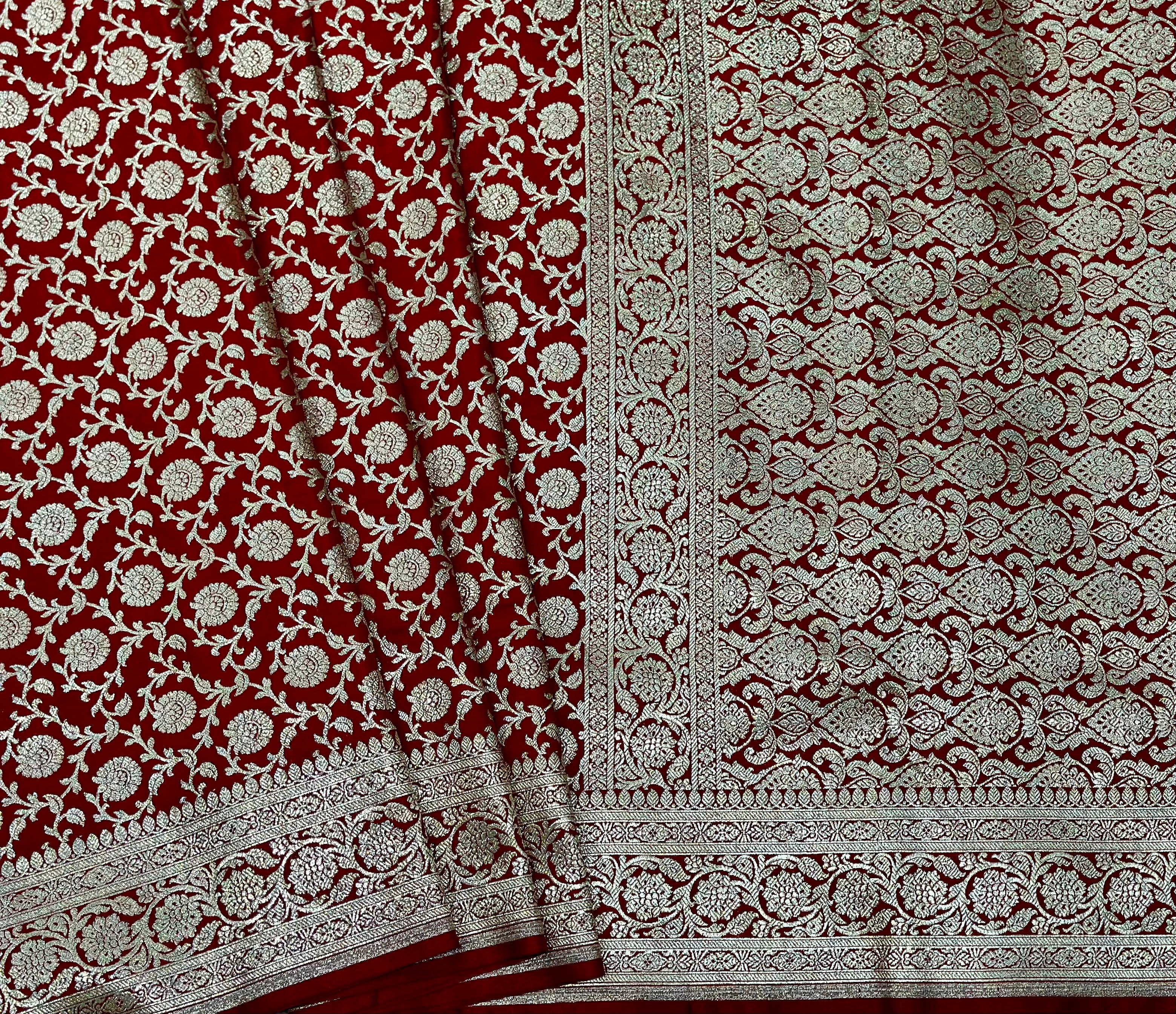 Satin Silk Jaal in Red Shades SS21