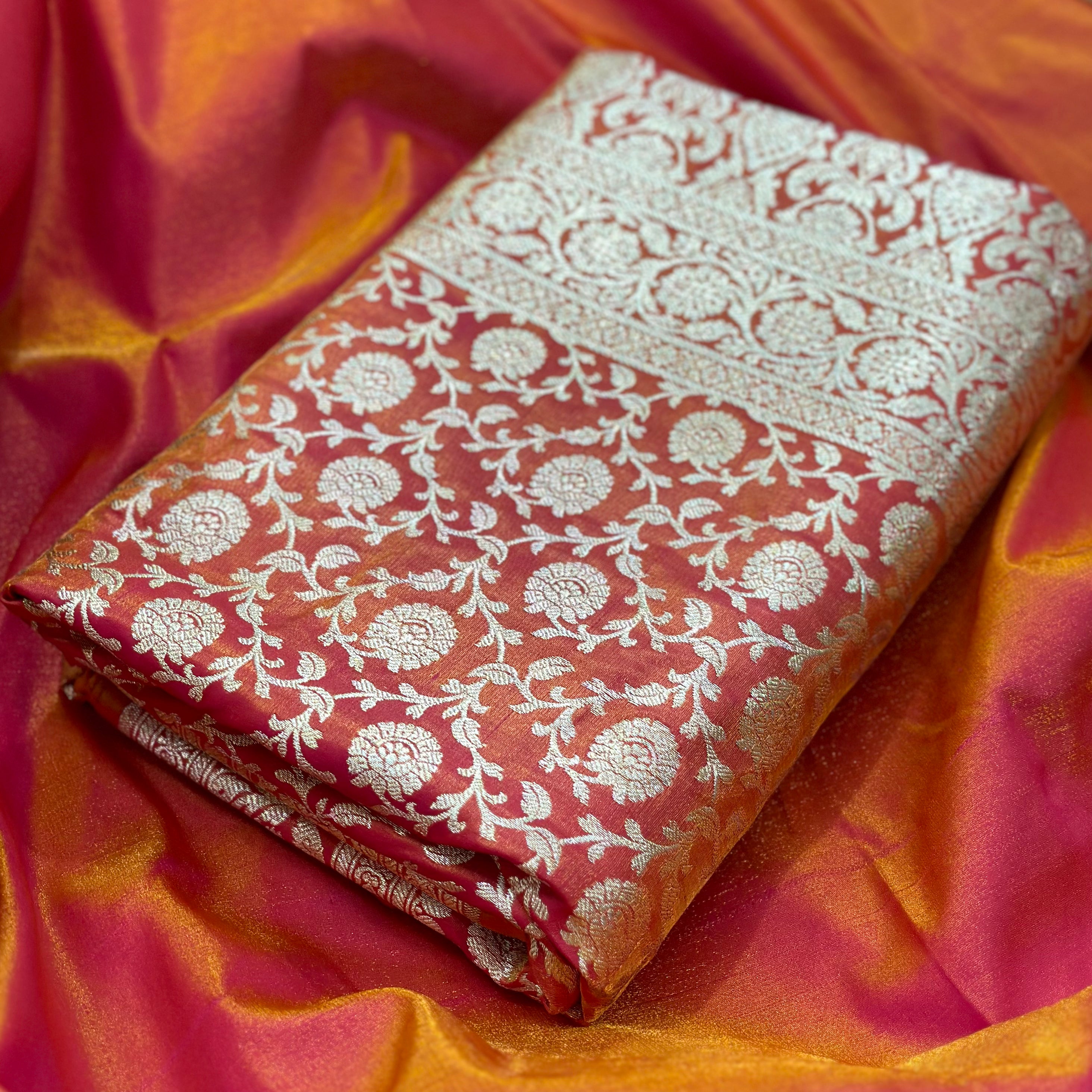 Satin Silk Jaal in Mari Gold Shades SS21