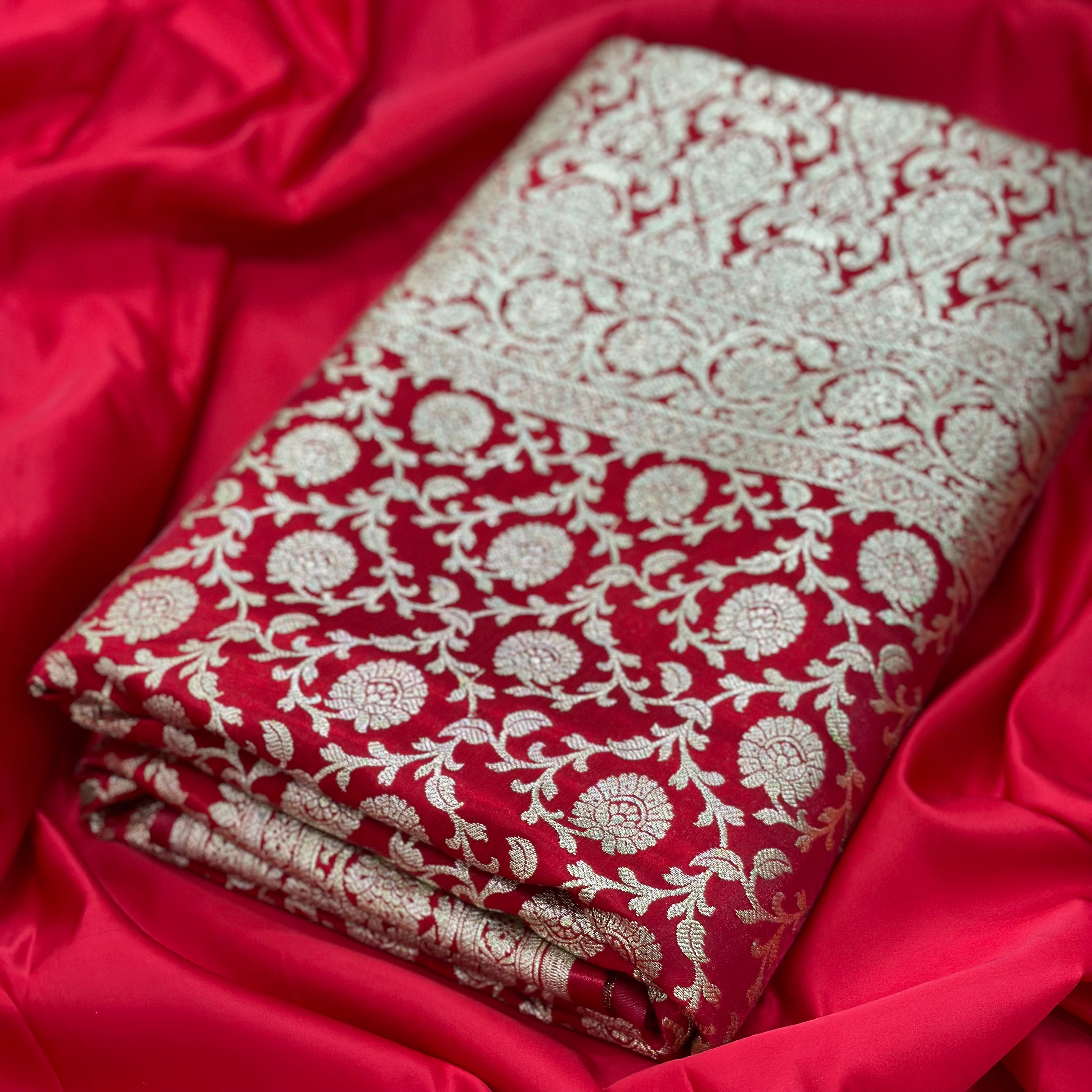 Satin Silk Jaal in Red Shades SS21