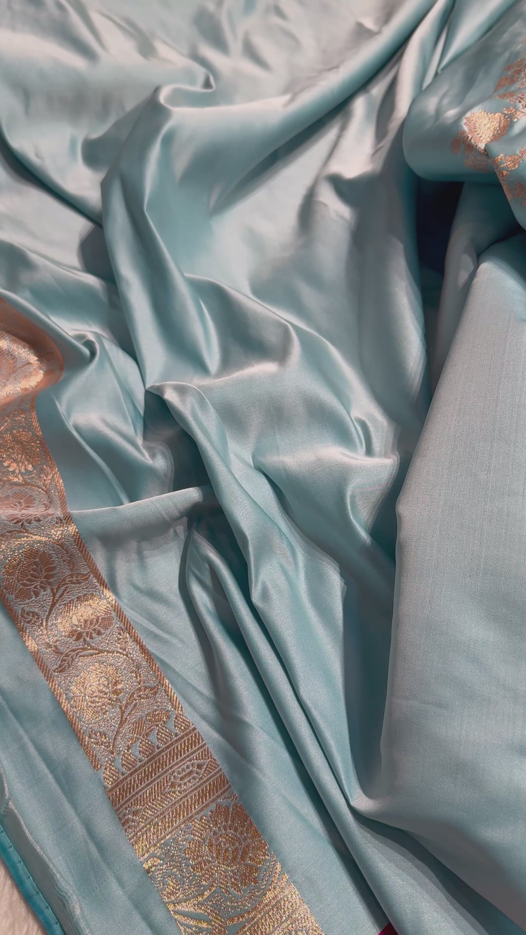 Banarasi Satin Katan Silk Saree In Sky Blue Shades with gotta Patti