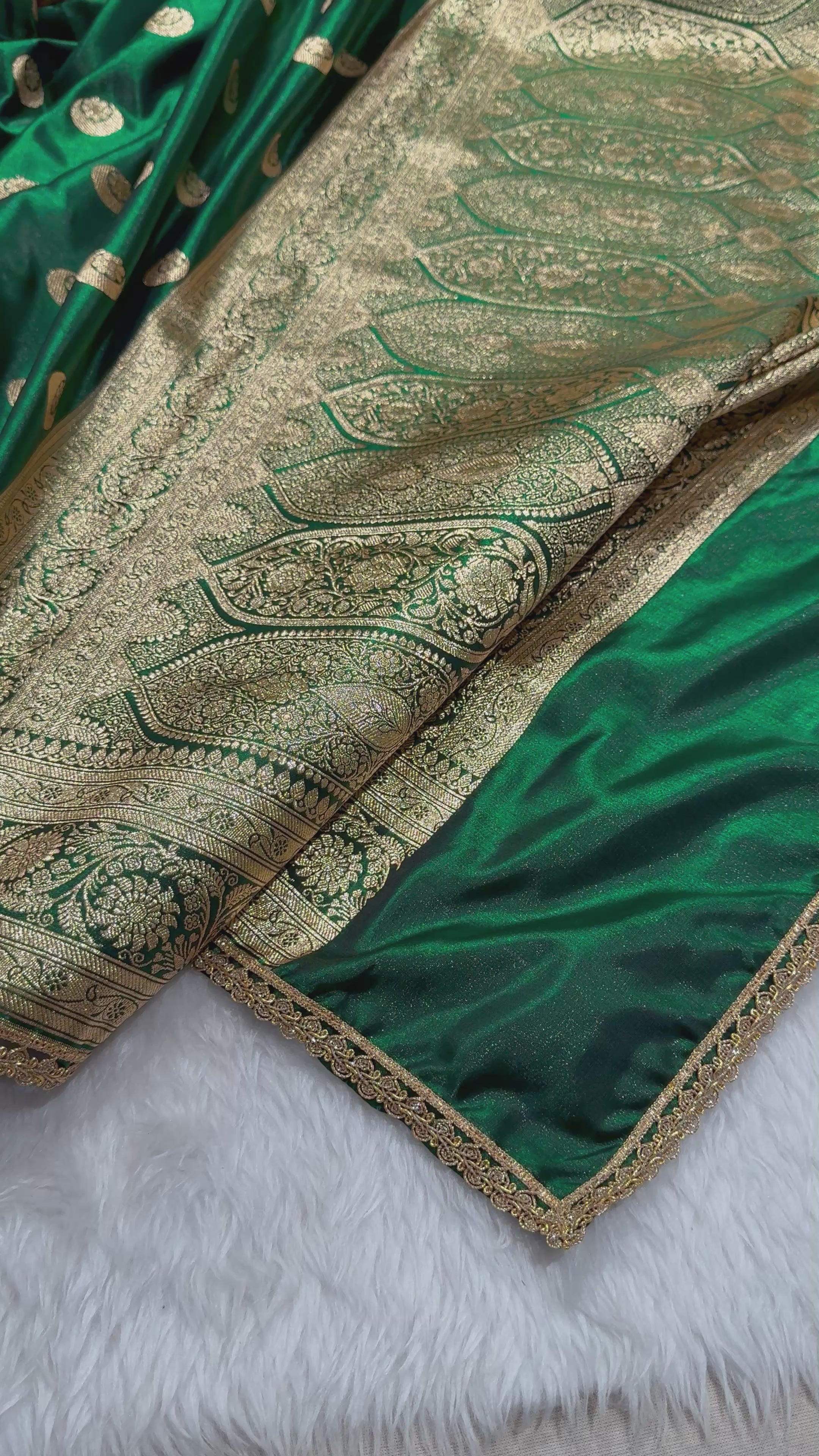 Bottle Green Chand Tara Satin Silk Saree with gotta patti SSGP04