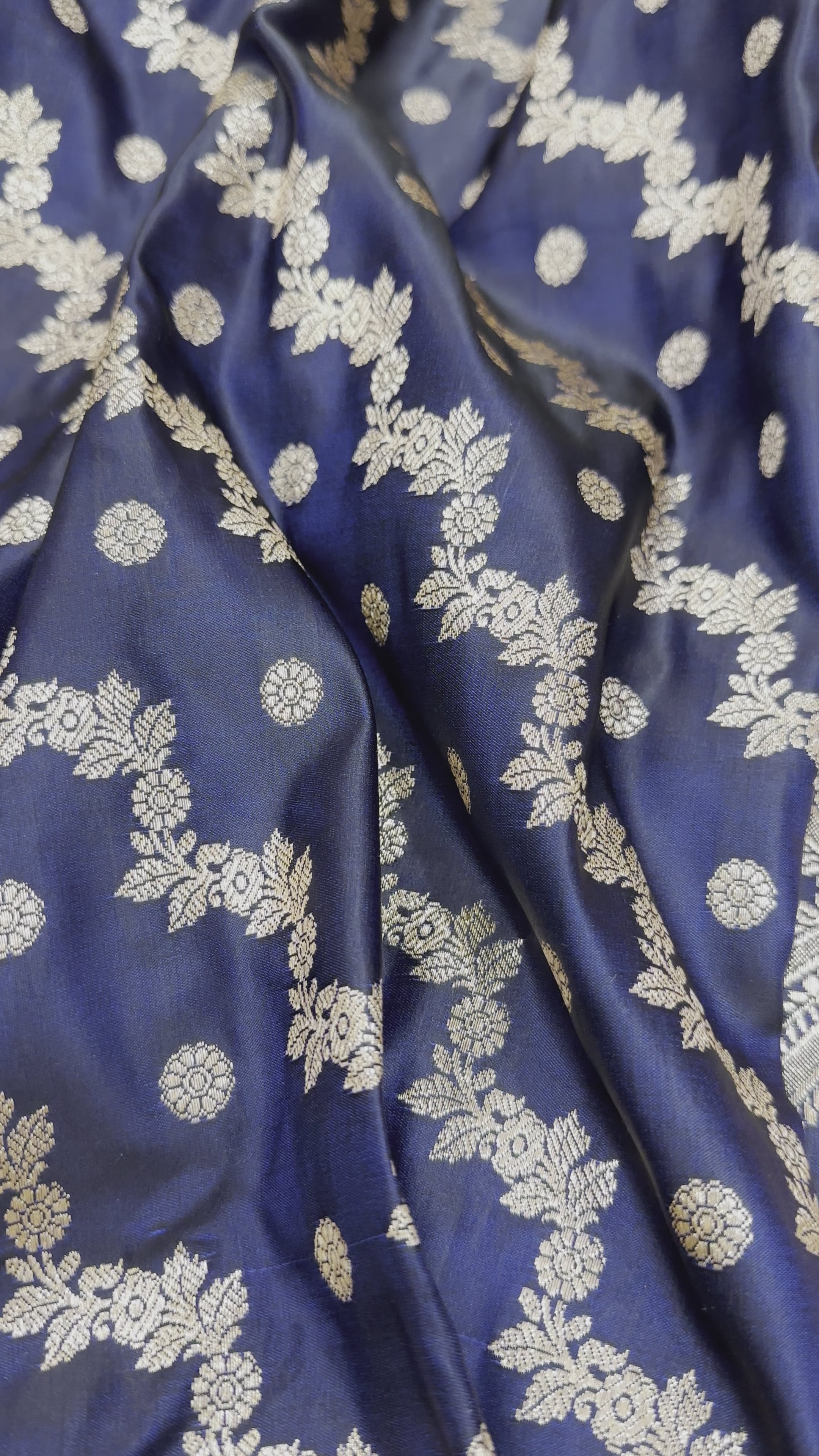 Cross Katan Silk Saree In Cross Navy Shades.