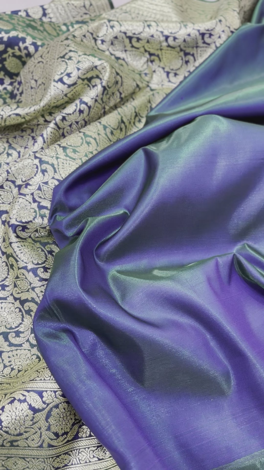 Satin Silk Jaal in Peacock Green Shades SS21