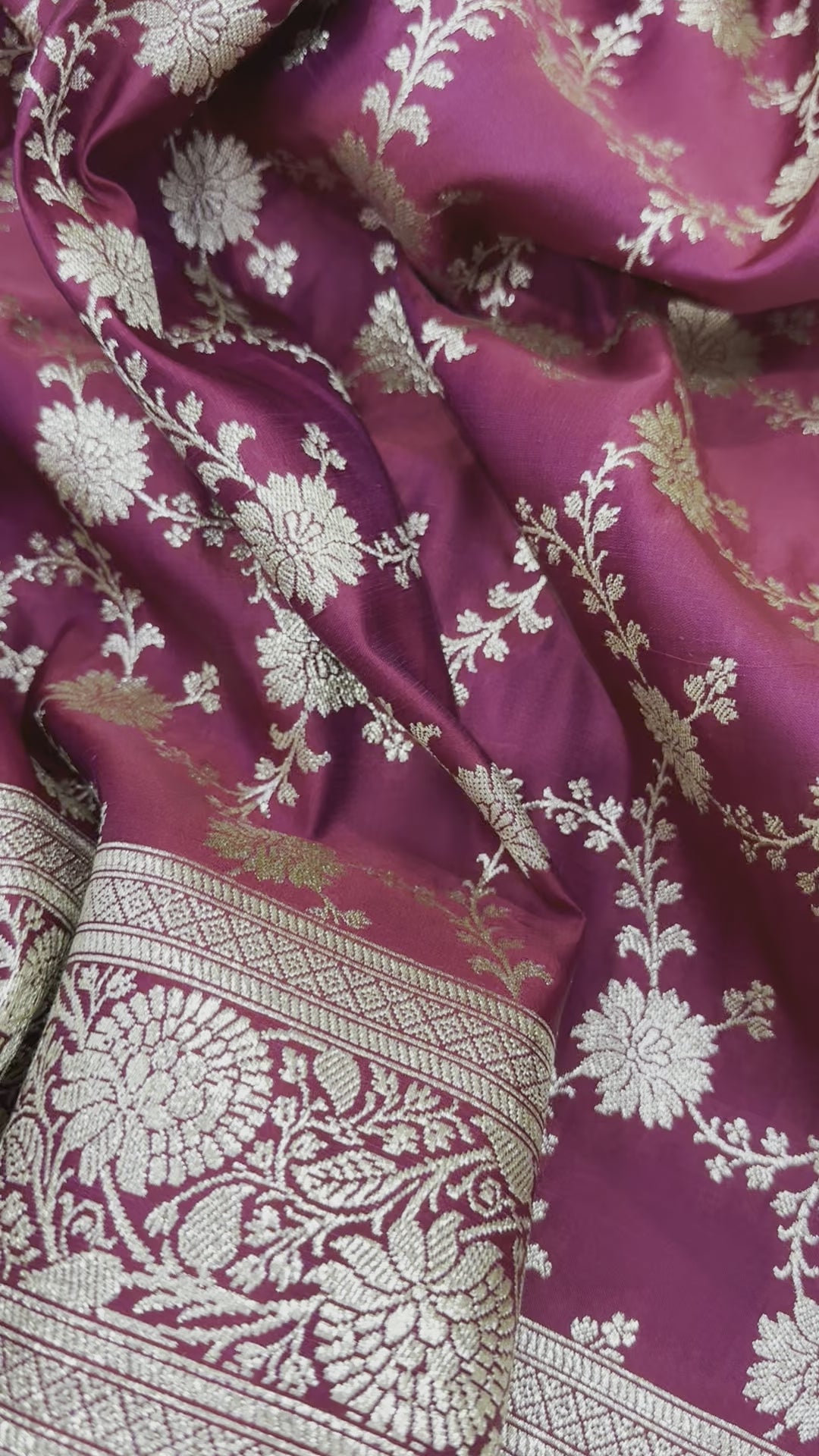 Mahroon -Wine Shades Jaal Satin Katan Silk Saree SK19