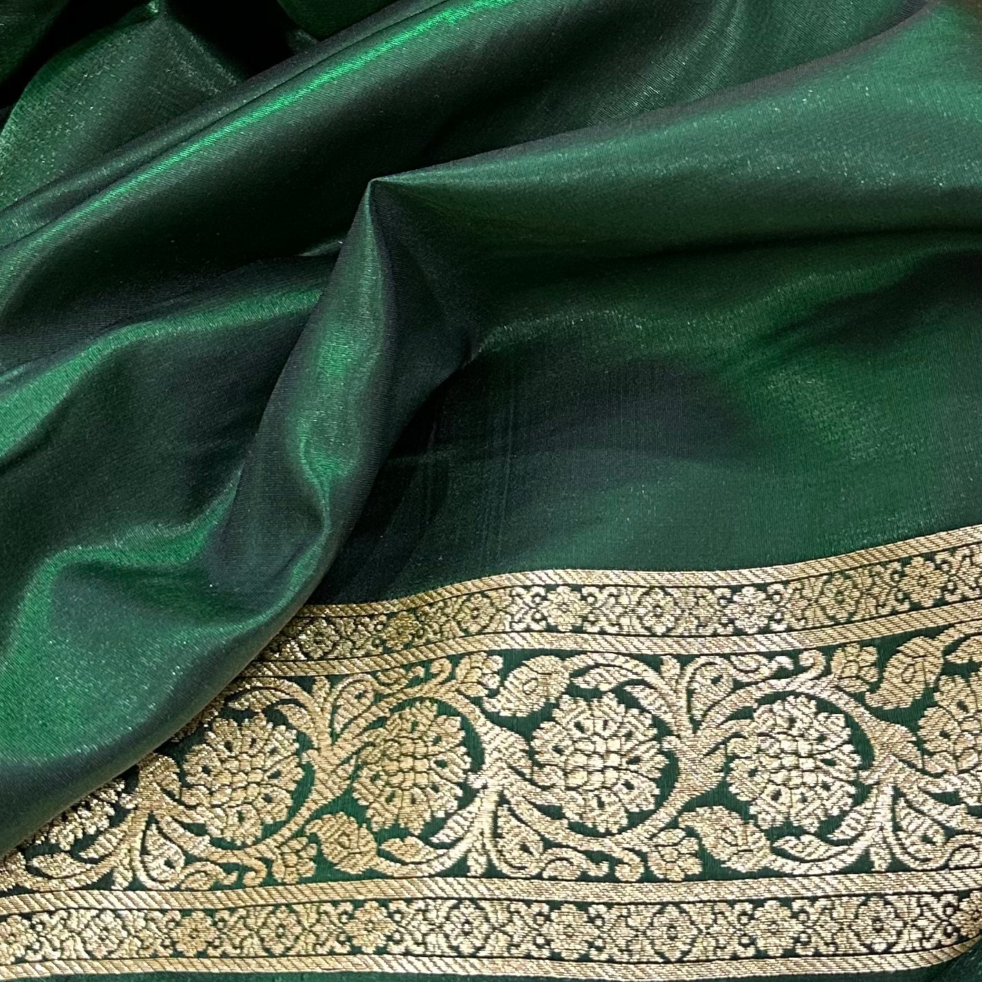 Satin Silk Booti in Bottle Green Shades SS01