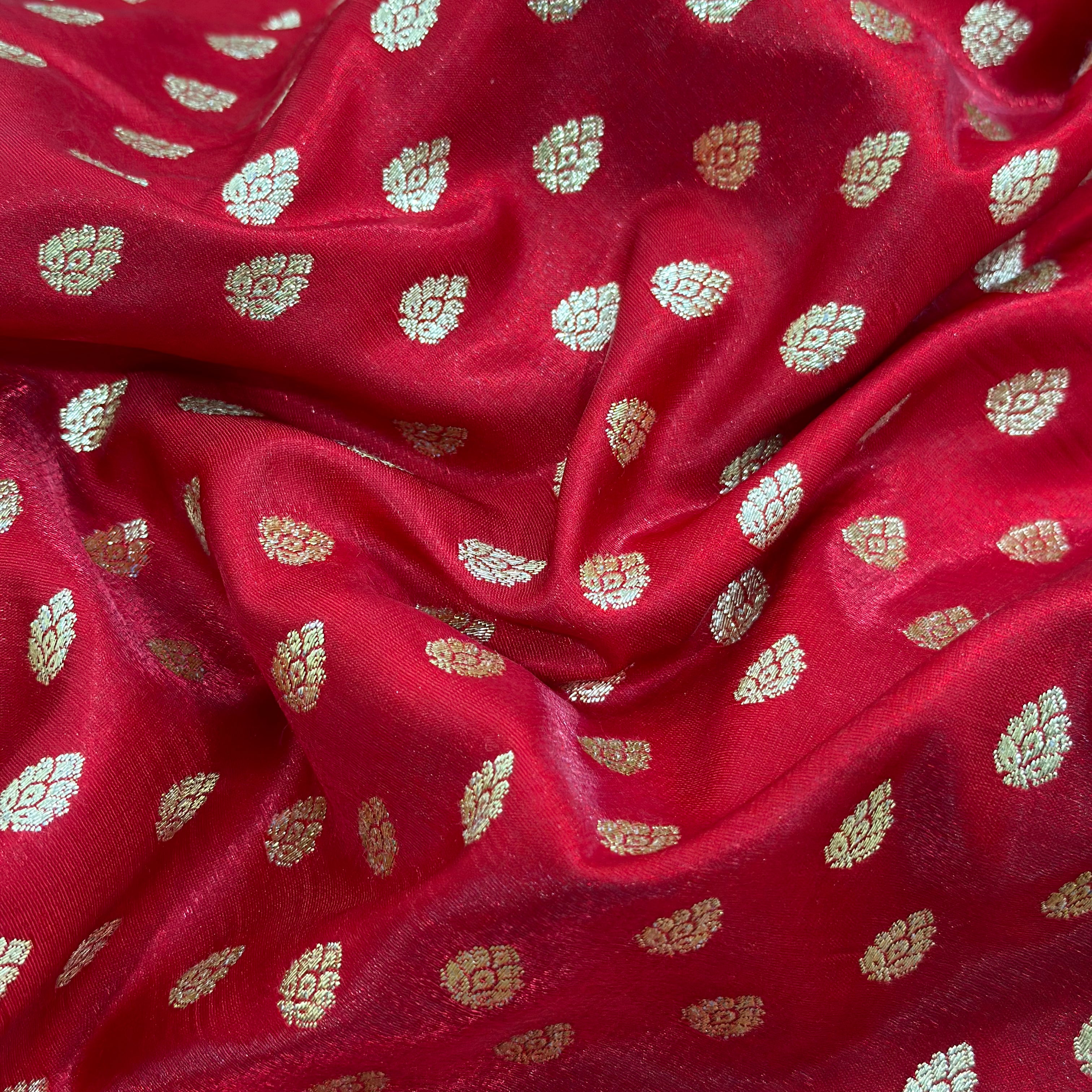 Satin Silk Booti in Red Shades SS01