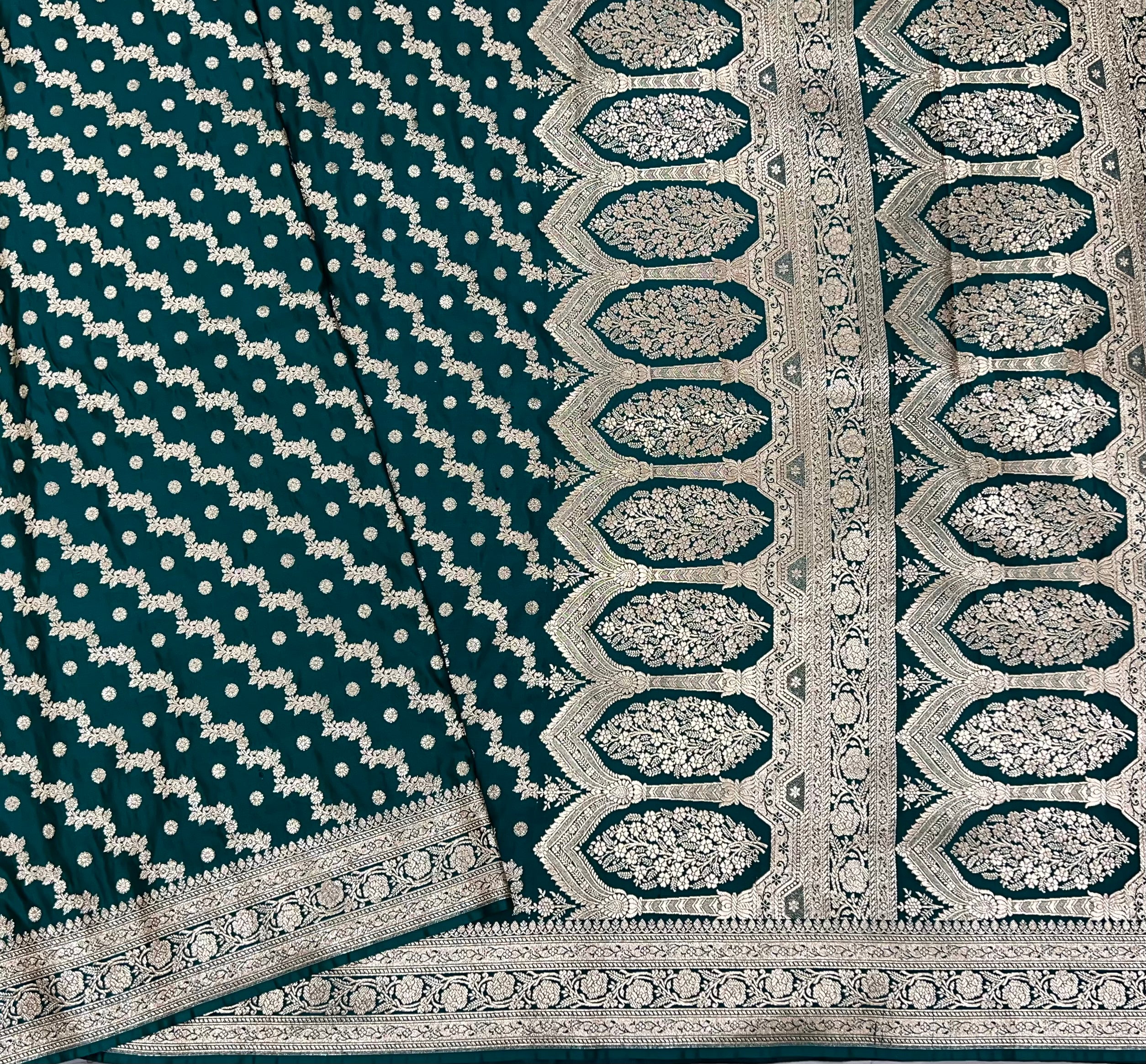 Blended Katan Silk Saree In Rama Green Shades