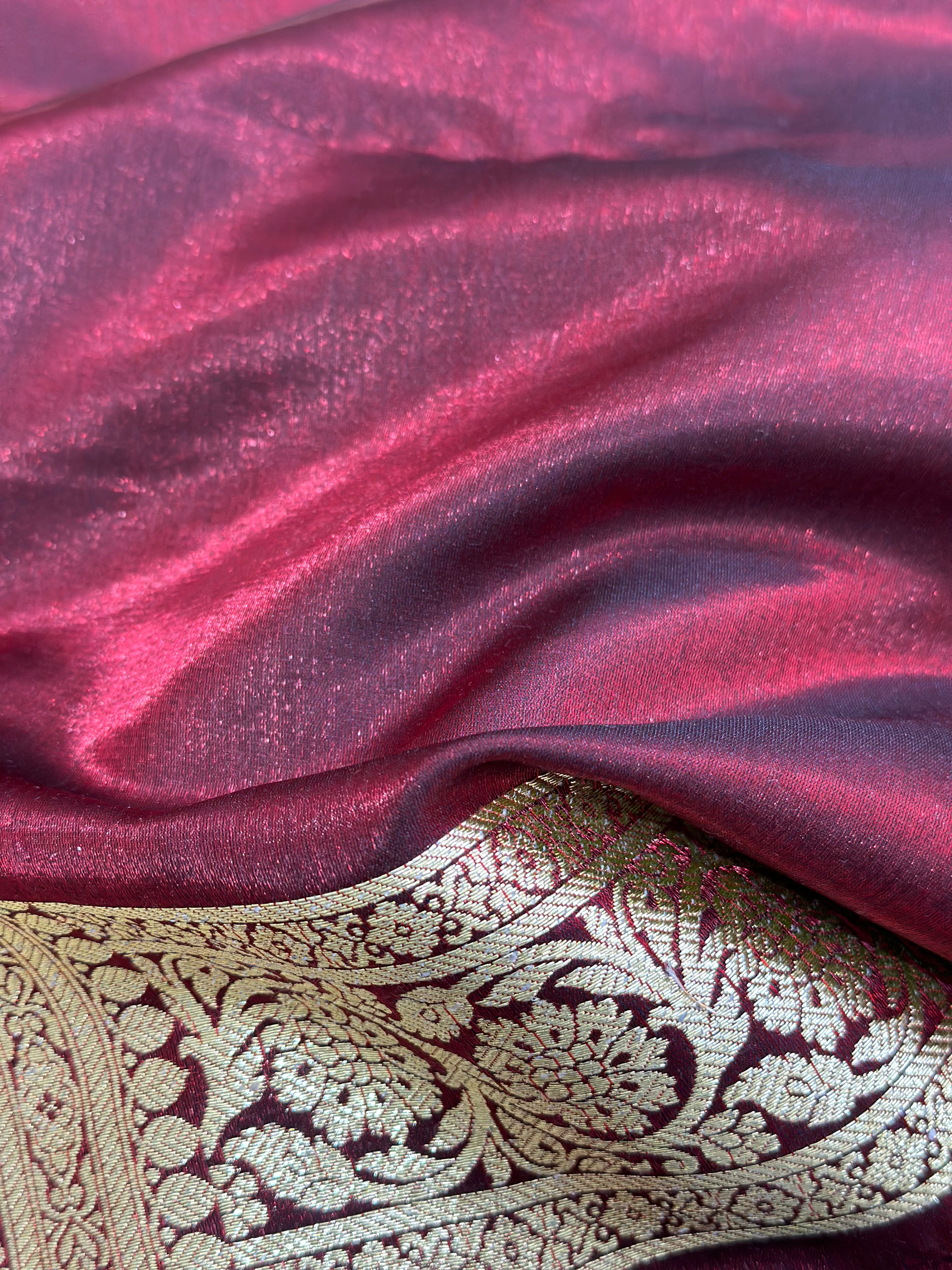 Satin Silk Booti in Mahroon Shades SS01