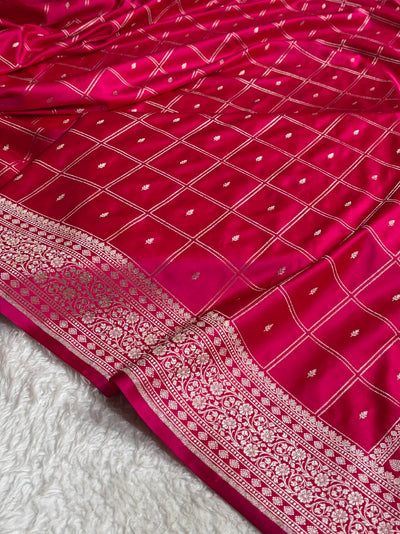 Cross Rani Shades Banarasi With Floral Border Mashru Silk Saree MSM-124