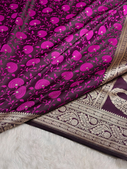 Magenta Shades Tanchoi Motif Mashru Silk Saree MST-11