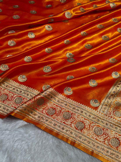 Fire Gold Chand Tara Boota With Traditional Banarasi Swarovski Work BSS04 (R)