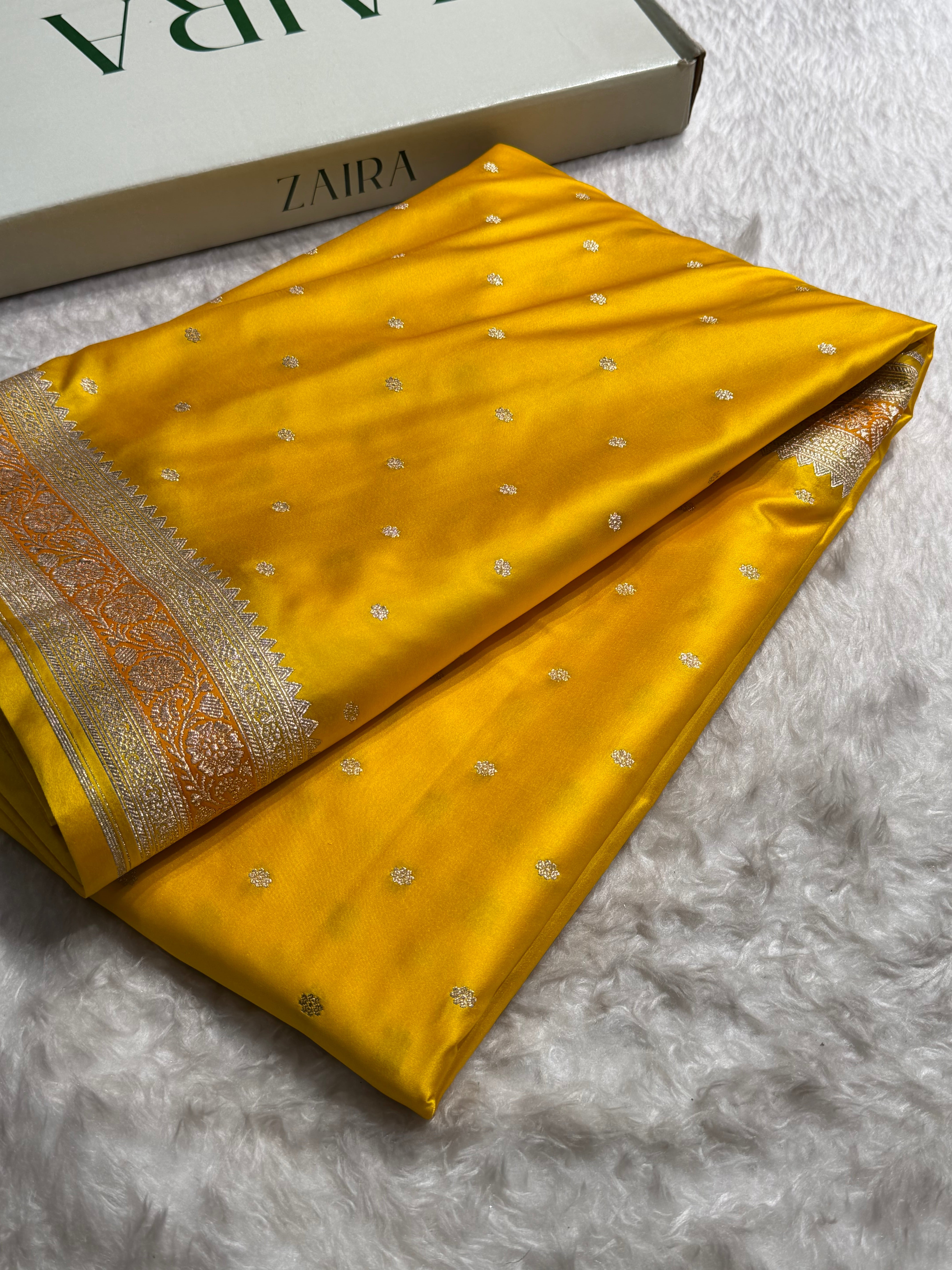 Yellow Shades Booti Mashru Silk Saree MS26