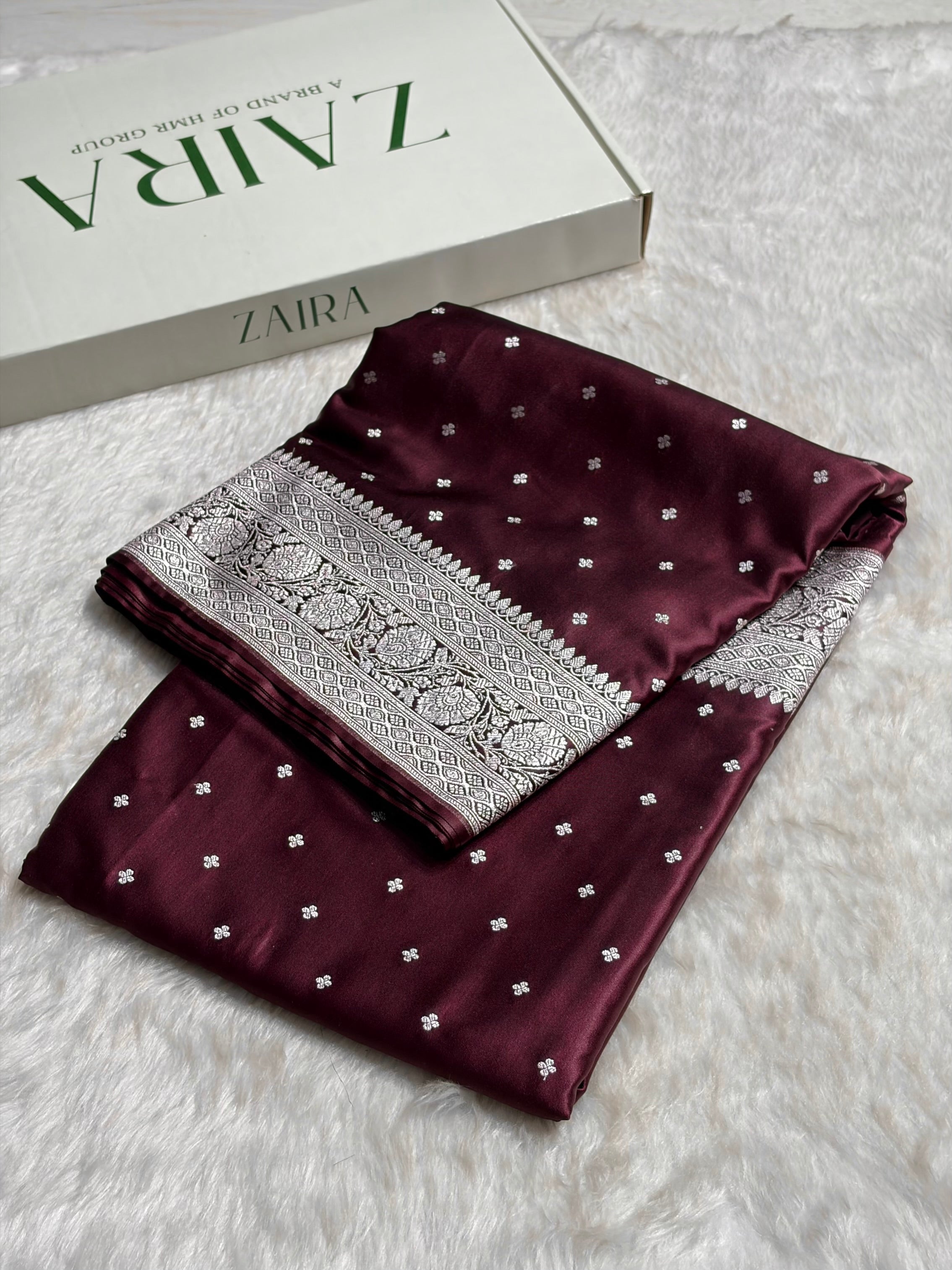 Garnet Shade Booti Mashru Silk Saree MS41