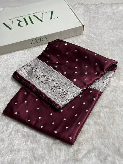 Garnet Shade Booti Mashru Silk Saree MS38