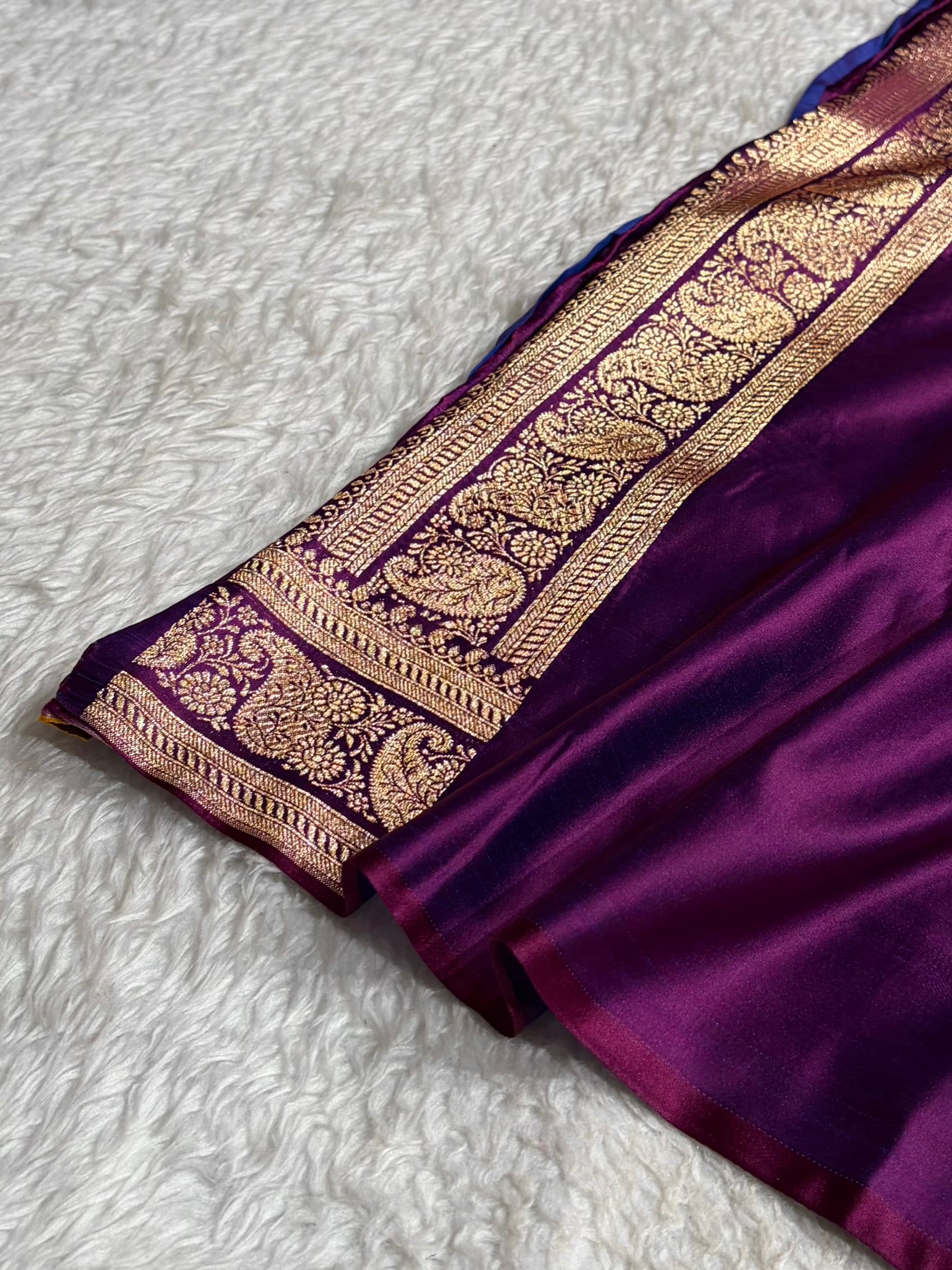Banarasi Satin Katan Saree With Boota Pattern in Wine Shades SK127