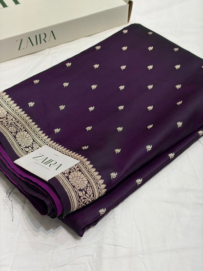 Wine Shade With Booti Pattern Mashru Silk Saree