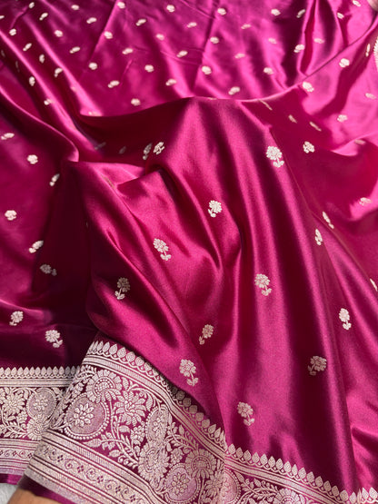 Banarasi Wine Shades Booti Mashru Silk Saree MS73