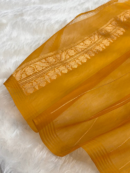 Pure Banarasi Organza Orange Shades With Minakari Floral Banarasi Silk Saree PO-26