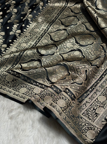 Black Booti Banarasi Katan Silk Saree SK24