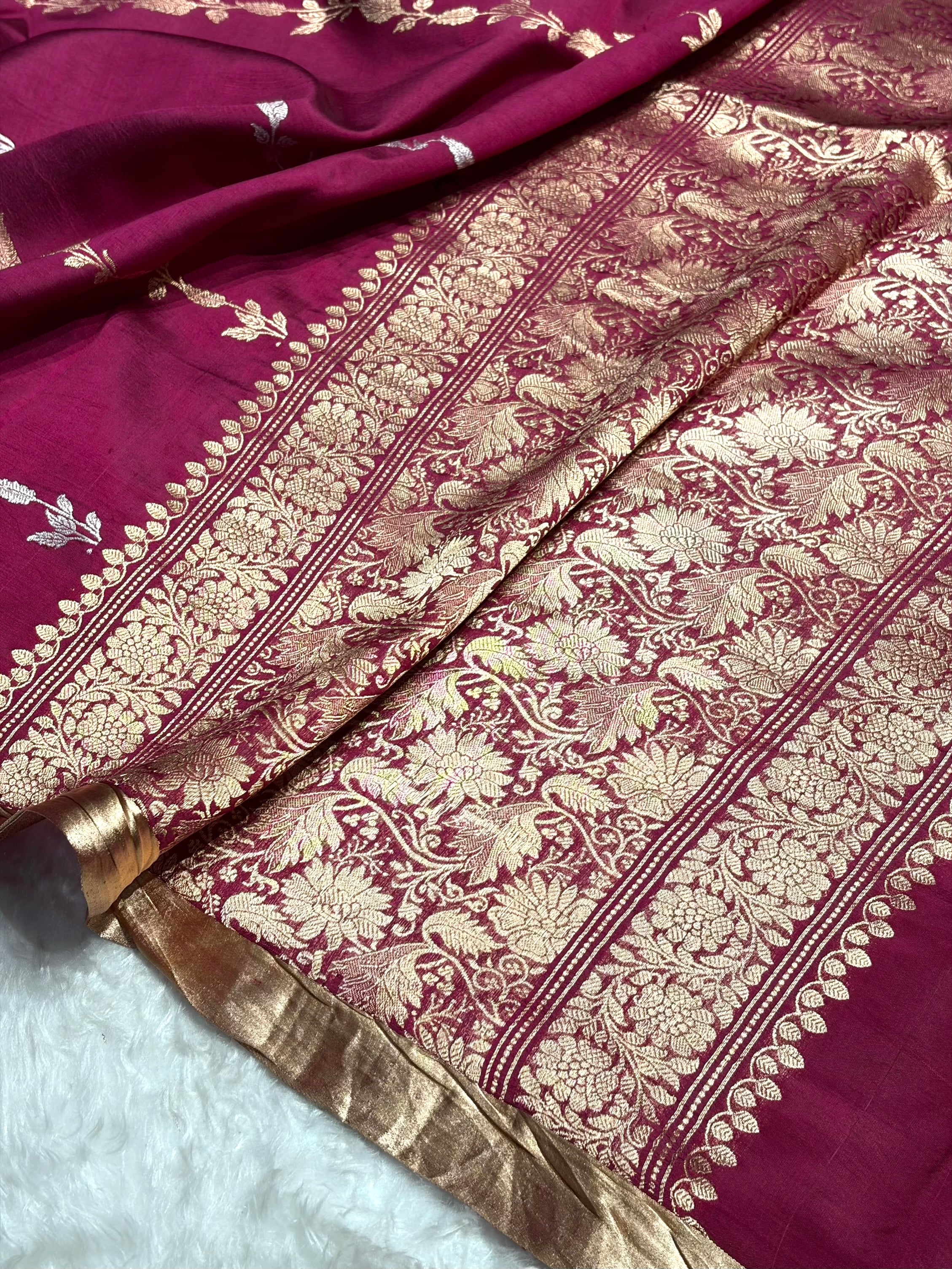 Wine Shades Handwoven Pure Raw Mango Silk RM-39