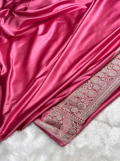 Baby Pink Shades Booti Mashru Silk Saree MS73