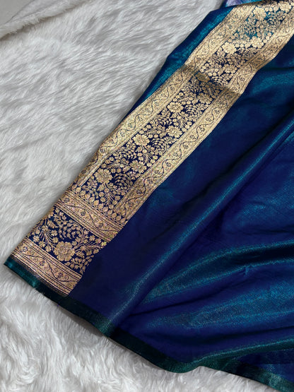 Peacock Banarasi Jaal Satin Silk Saree with gotta patti SSGP14