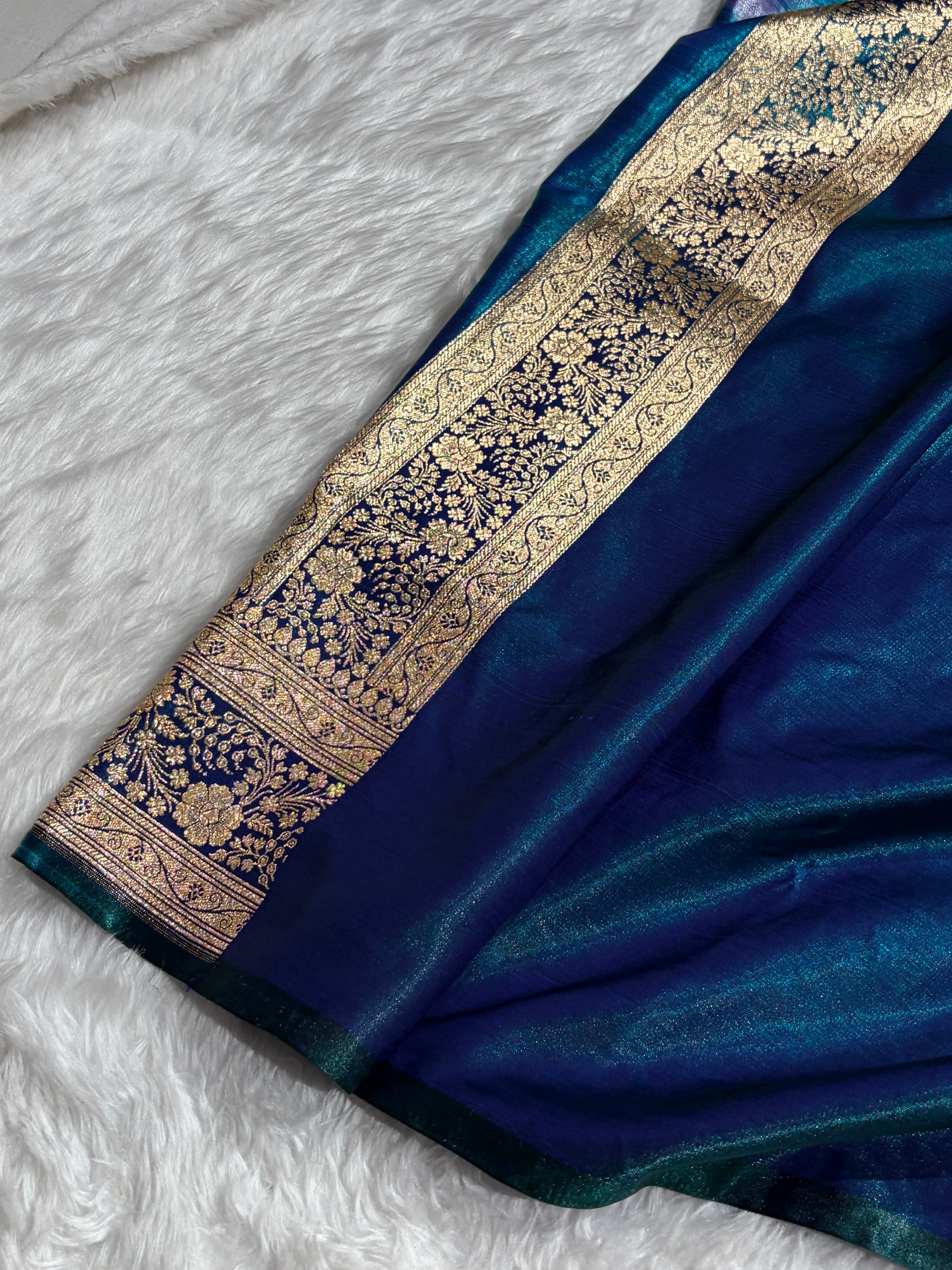 Peacock Banarasi Jaal Satin Silk Saree with gotta patti SSGP14