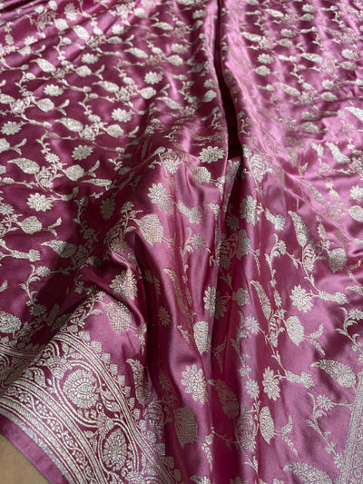 Mauve Pink Shades Jaal Mashru Silk Saree MCS42