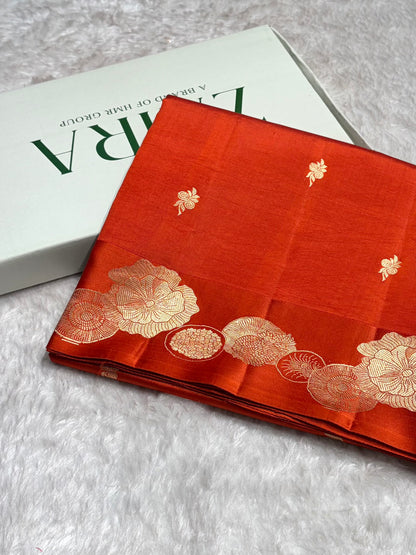 Rust Orange Shades Handwoven Pure Raw Mango Silk RM-61