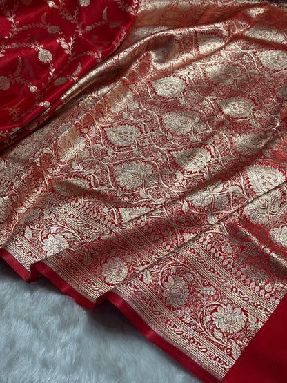 Red Shades Banarasi Satin Silk Saree SS34