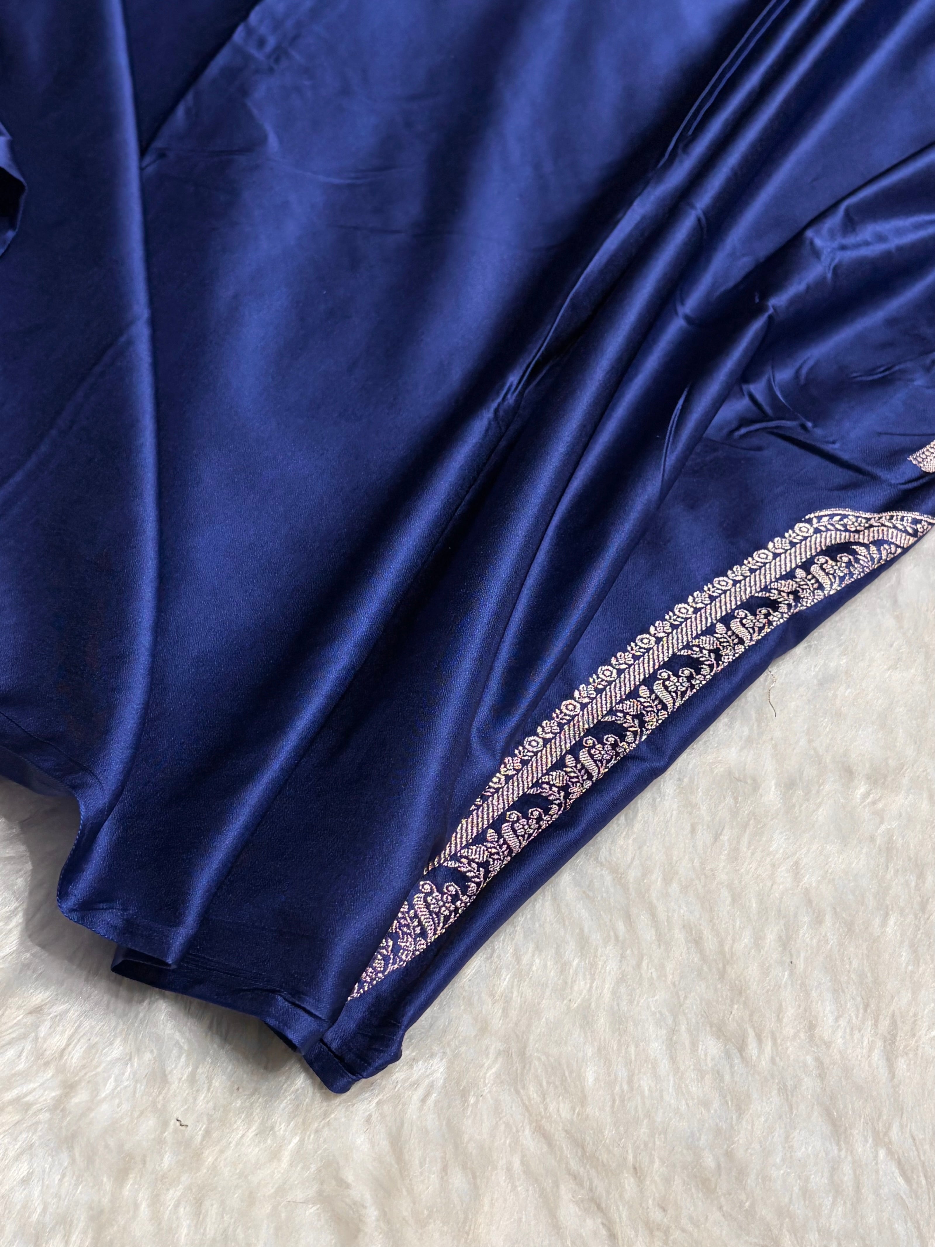 Skirt Border Royal Blue Minakari Mashru Silk Saree MS13