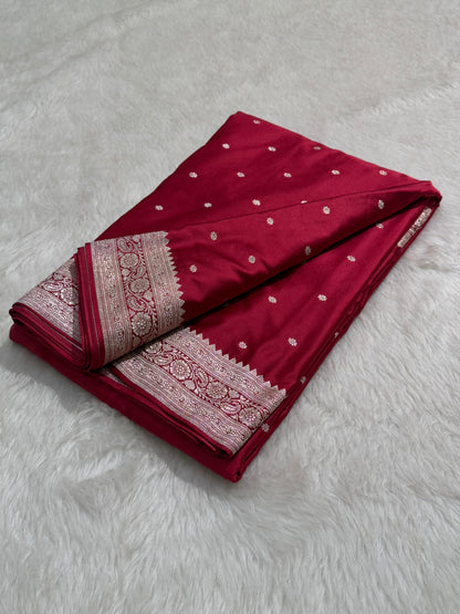 Beautiful Maroon Booti Mashru Silk Saree