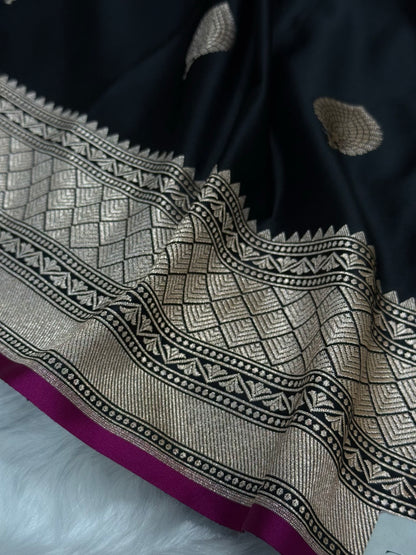 Black Mashru Silk Saree for Festive Seasons MSM 24