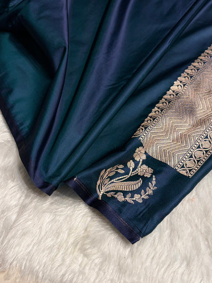 Peacock Boota With Floral Border Mashru Silk Saree MSM-91